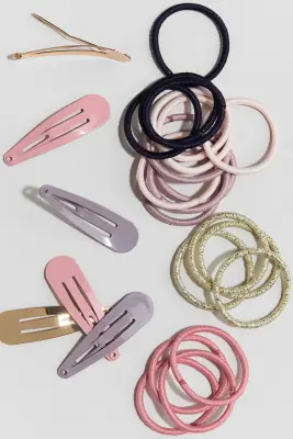 Élastiques et barrettes - Rose/doré