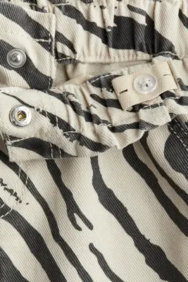 Jupe en twill de coton - Beige clair/motif zébré