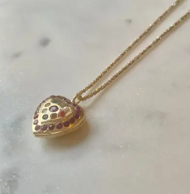 Nouveau ! ROOM SERVICE JEWELRY Collier Heart Locket Rubis