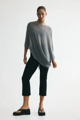 Top cape asymétrique - Gris chiné