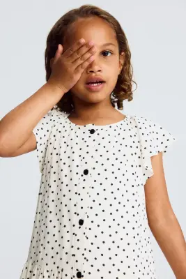 Robe en viscose à motif - Crème/pois
