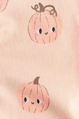 Legging en coton côtelé - Pêche/citrouilles