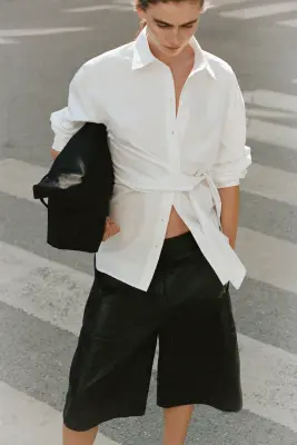 Chemise avec détail à nouer - Blanc
