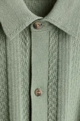 Chemise en maille texturée - Vert sauge