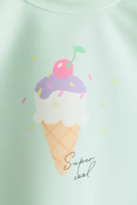 Top de bain volanté UPF 50 - Vert menthe/glace