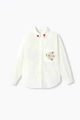 Chemise brodée oiseaux Femme