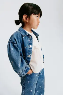 Loose Fit Barrel Jeans - Bleu denim/cerises