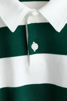 Polo de rugby en coton - Blanc/rayé