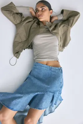 Jupe asymétrique en denim - Bleu denim clair