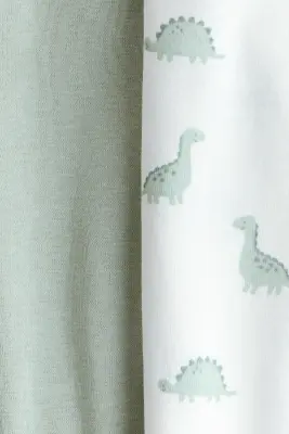 Lot de 2 bodies en coton - Vert ancien clair/dinosaures