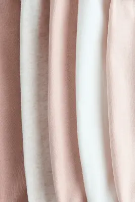 Lot de 5 pantalons à ceinture repliable - Rose ancien/blanc