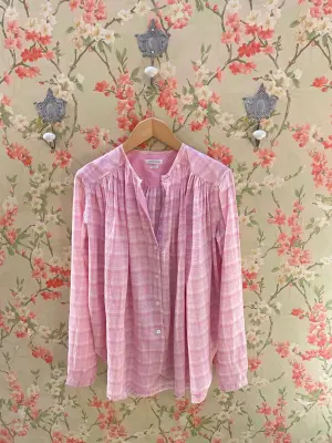 Nouveau ! LAURENCE BRAS Blouse Cigar Pink Checks -50%