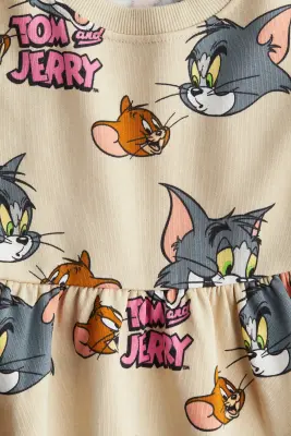 Robe imprimée en molleton - Beige clair/Tom et Jerry