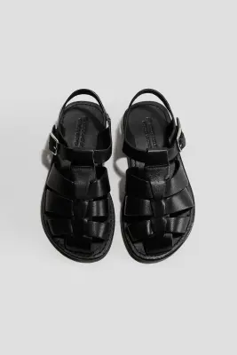 Sandales fisherman en cuir - Noir