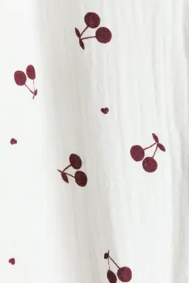 Blouse en mousseline à motif - Blanc/cerises