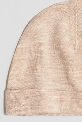 Bonnet en jersey de laine mérinos - Beige
