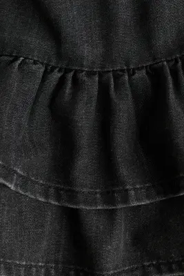 Jupe à étages en denim - Noir