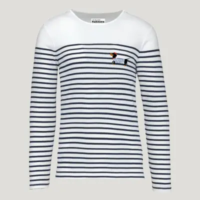 T-SHIRT MARINIERE TECKEL- COTON - BLANC ET BLEU