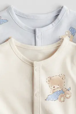 Lot de 2 pyjamas en coton - Beige clair/nounours
