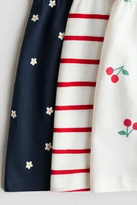 Lot de 3 robes imprimées en coton - Bleu marine/cerises