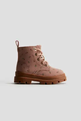 Bottines à lacets - Rose ancien clair/fleuri