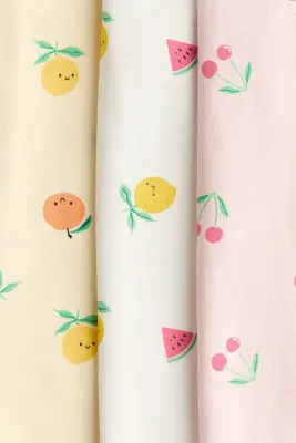 Lot de 3 pyjamas courts en coton - Rose clair/cerises