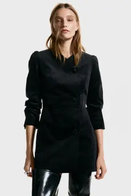 Robe blazer en velours - Noir