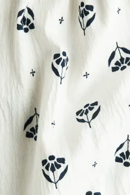 Robe à manches volantées en coton - Blanc/fleuri