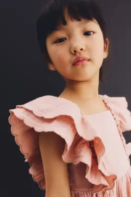 Robe à bords festonnés - Rose ancien clair