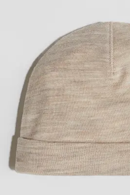 Bonnet en jersey de laine mérinos - Beige clair