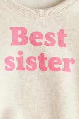 Sweat imprimé - Beige clair/Best Sister