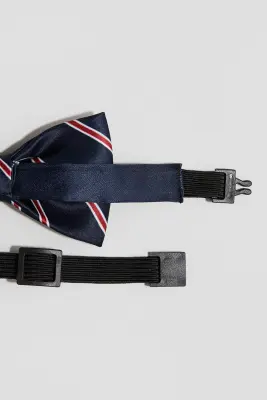 Nœud papillon - Bleu marine/rayures rouges