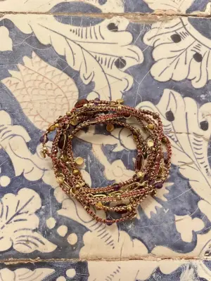 Nouveau ! ROOM SERVICE JEWELRY Bracelet Multitours Kashaya Gold Bordeaux