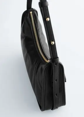 Sac porté épaule en cuir - Noir