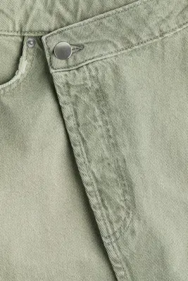 Jupe portefeuille en denim - Vert grisé