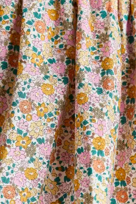 Cotton muslin bodysuit dress - Jaune/fleuri