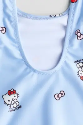 Maillot de bain imprimé avec détails noués - Bleu clair/Hello Kitty