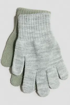Lot de 3 paires de gants - Vert ancien/gris clair chiné