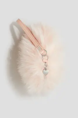 Sac à main rond et duveteux - Rose clair
