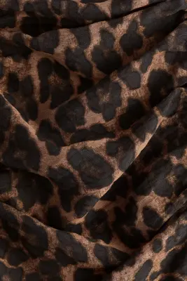 Jupe en nylon avec cordons de serrage - Marron foncé/imprimé léopard