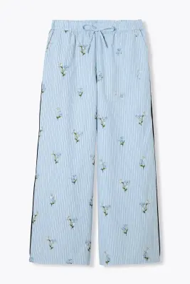 Pantalon rayé brodé Femme