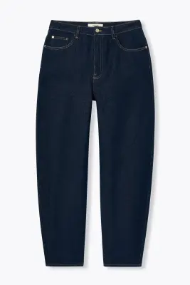Jean barrel brut taille haute