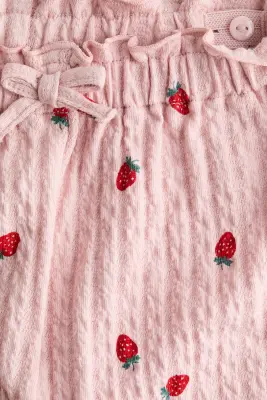 Pantalon en jersey texturé - Rose/fraises