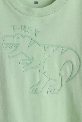 T-shirt en coton avec motif imprimé - Vert/T-Rex