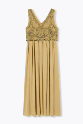Longue robe perlée Femme