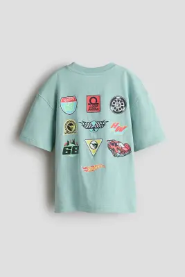 T-shirt oversize imprimé - Turquoise clair/Hot Wheels