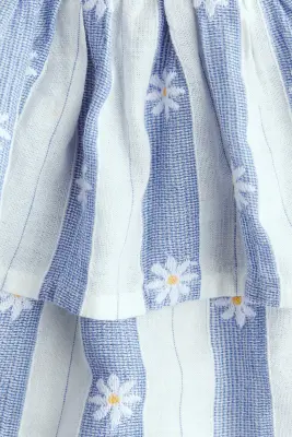 Jupe à étages - Blanc/rayures bleues