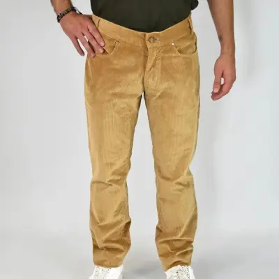 Pantalon Zanzibar beige droit velours côtelé