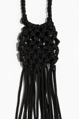 Sac filet crossbody à franges - Noir
