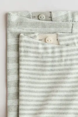 Lot de 2 shorts en jersey de coton - Vert ancien clair/rayé